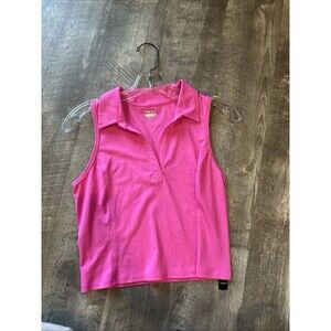 Hind Women’s Size Small Pink Polo Sleeveless Cropped Shirt